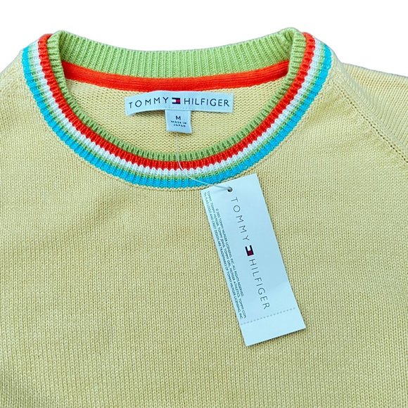 Tommy Hilfiger Vtg Y2K NOS Lightweight Knit Womens Yellow Crewneck Sweater Sz M - Picture 3 of 9